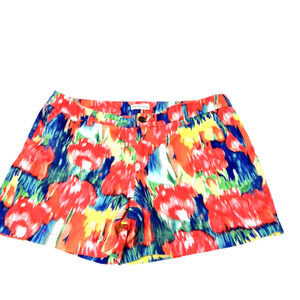 Womens Shorts Size 10  Red‎ Blue Yellow Artsy Print Side Pockets